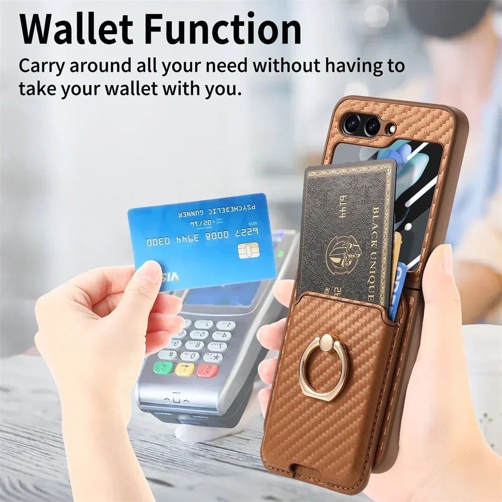 2 in 1 Detachable Carbon Fiber Case and Card Wallet